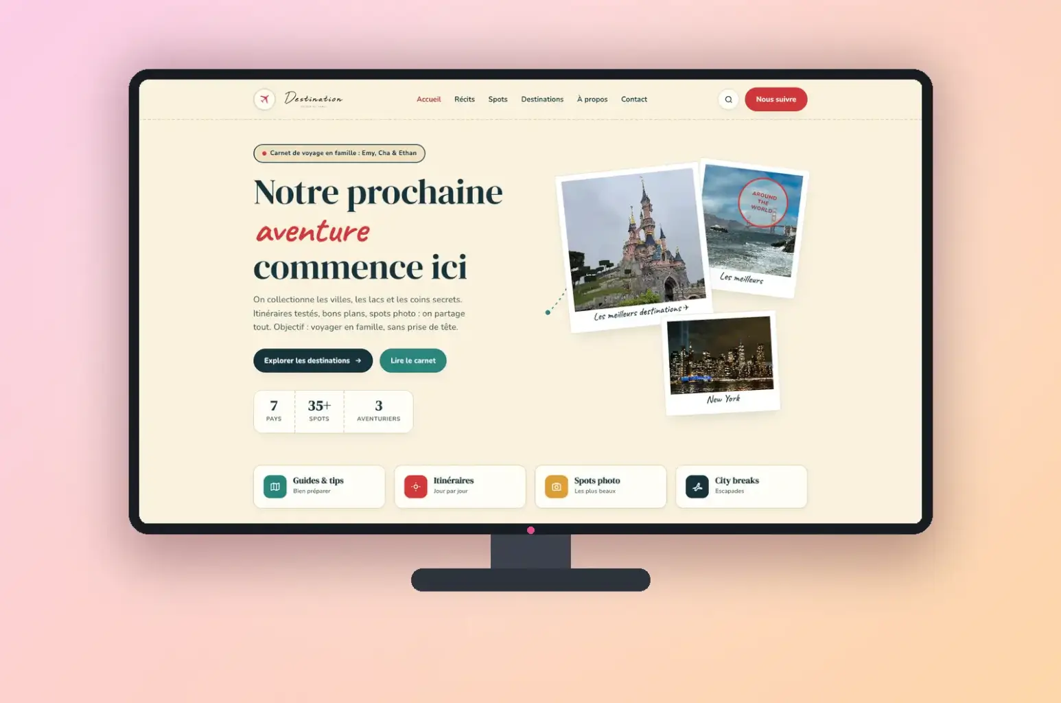Mise en situation du site Internet blog Destination autour du monde